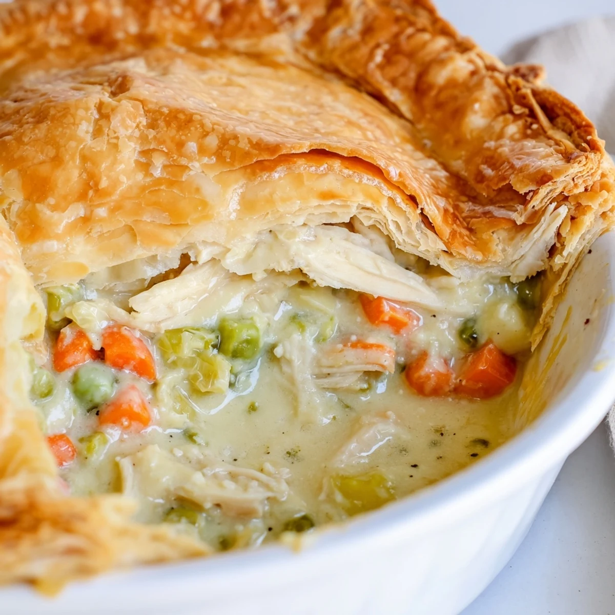 Enjoy a steaming bowl of homemade Turkey Pot Pie, a comfort food classic made easy.