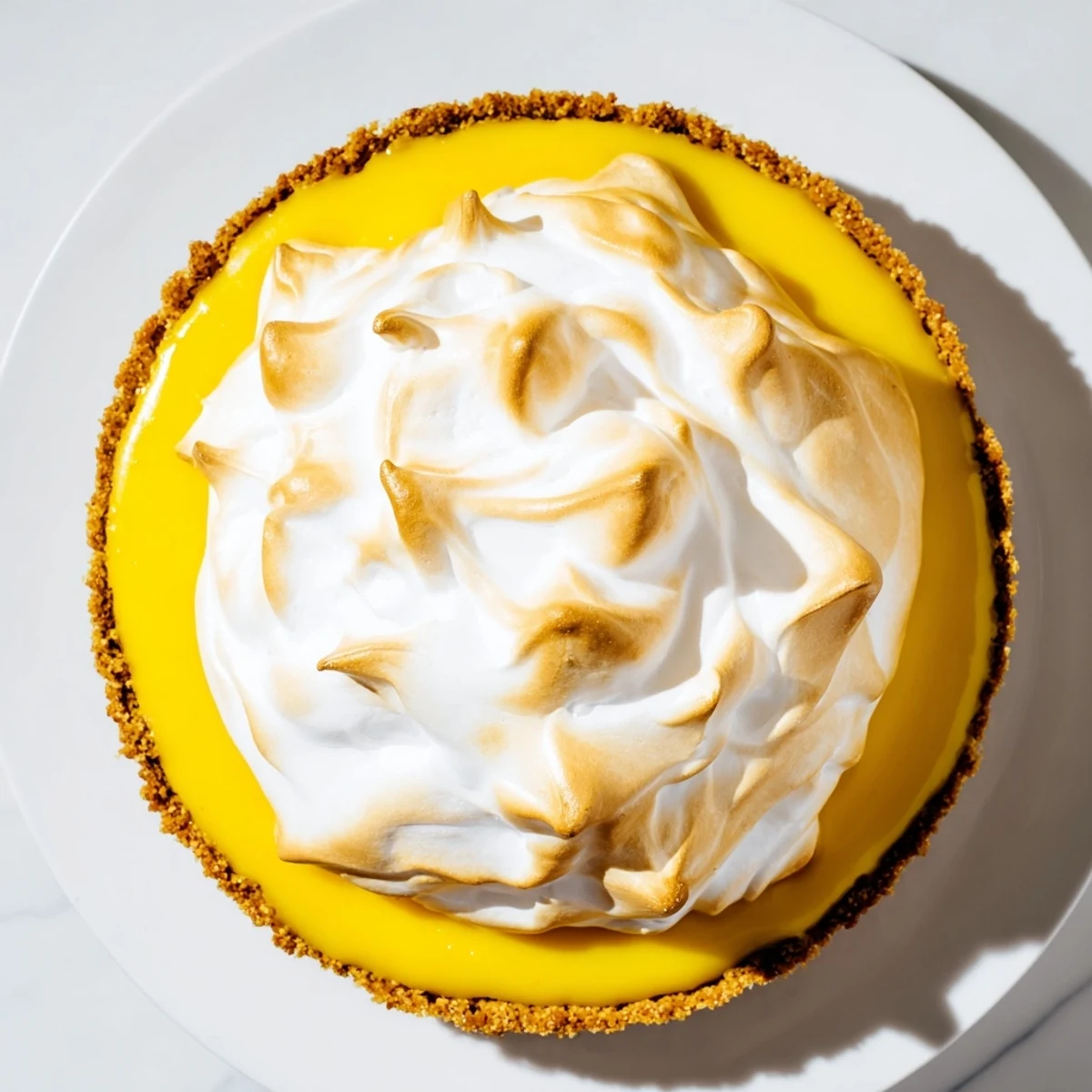 Golden, bubbly meringue crowns a slice of Lemon Meringue Pie, ready to be enjoyed.