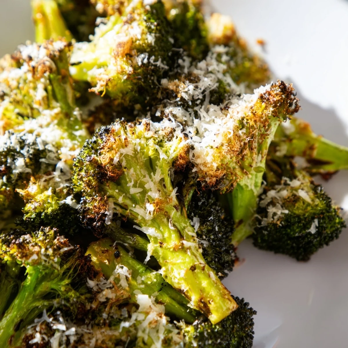 Tender Roasted Broccoli with Garlic and Parmesan tossed with lemon zest for a bright finish.