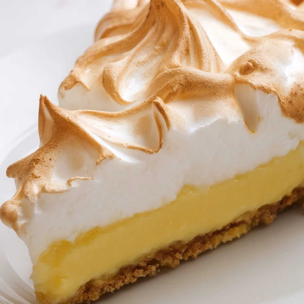 The whole Lemon Meringue Pie with Graham Cracker Crust features a crisp, buttery graham cracker crust, toasted swirled meringue topping, and a refreshing lemon zest garnish.