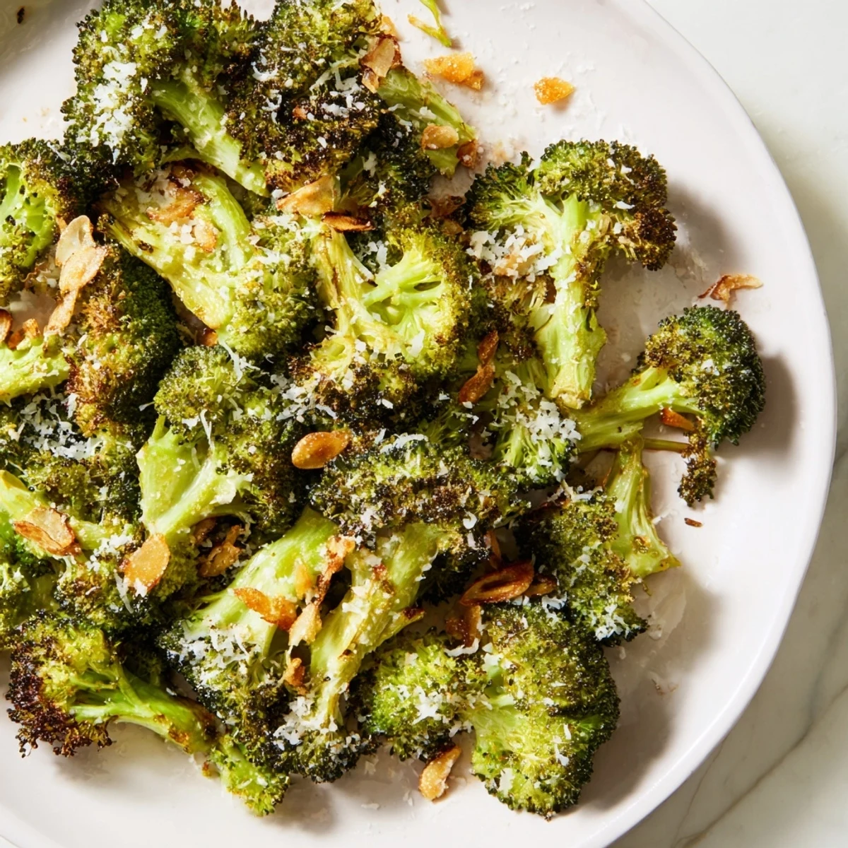 Garlic-infused roasted broccoli with Parmesan, tossed with lemon zest for a bright, savory side dish.