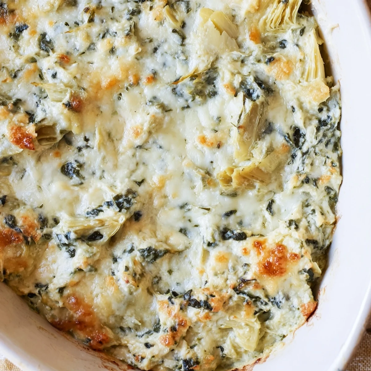 Sizzling Super Bowl Spinach and Artichoke Dip garnished with melted cheese, paired with golden olive oil-brushed pita wedges.