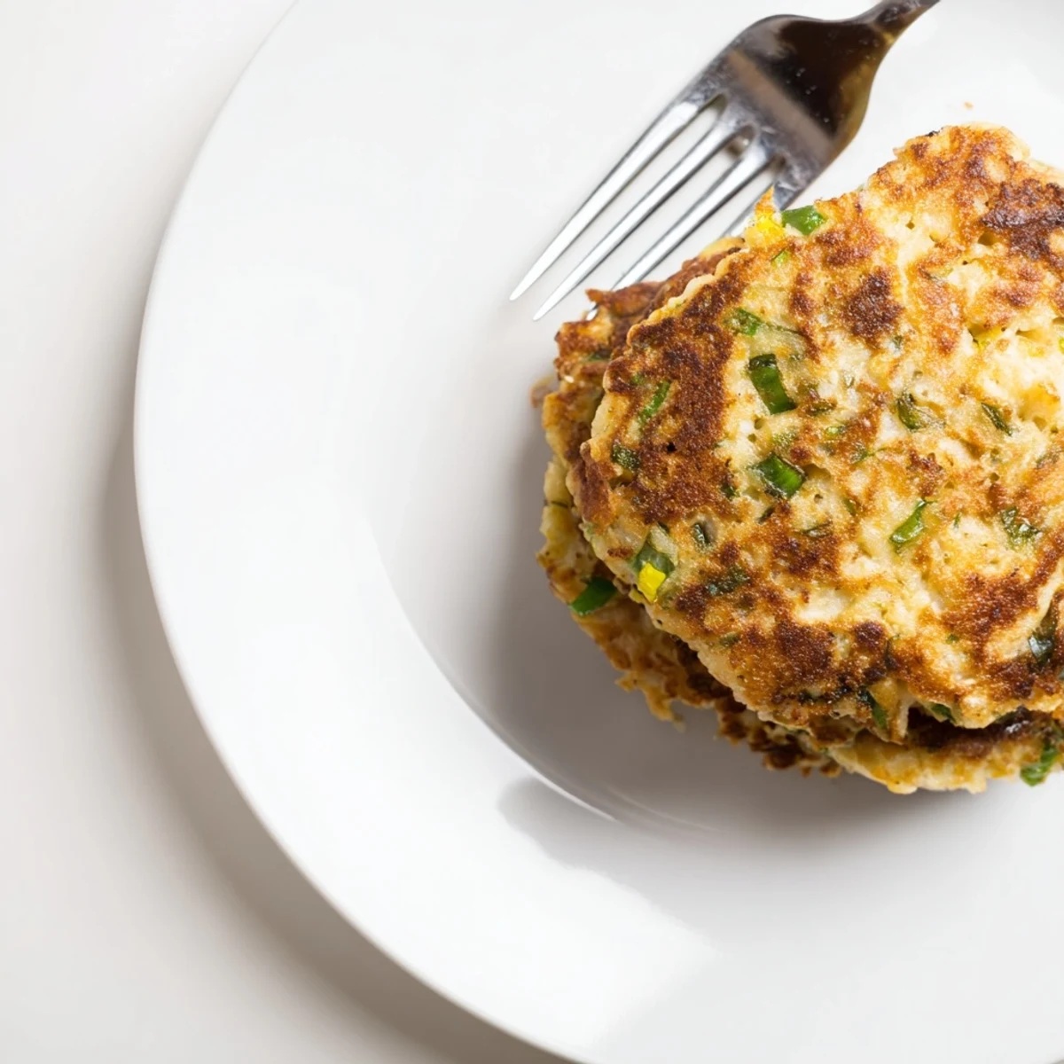 Golden-brown Irish Potato Cakes with Scallions fresh from a hot, buttered skillet, stacked and ready to serve.