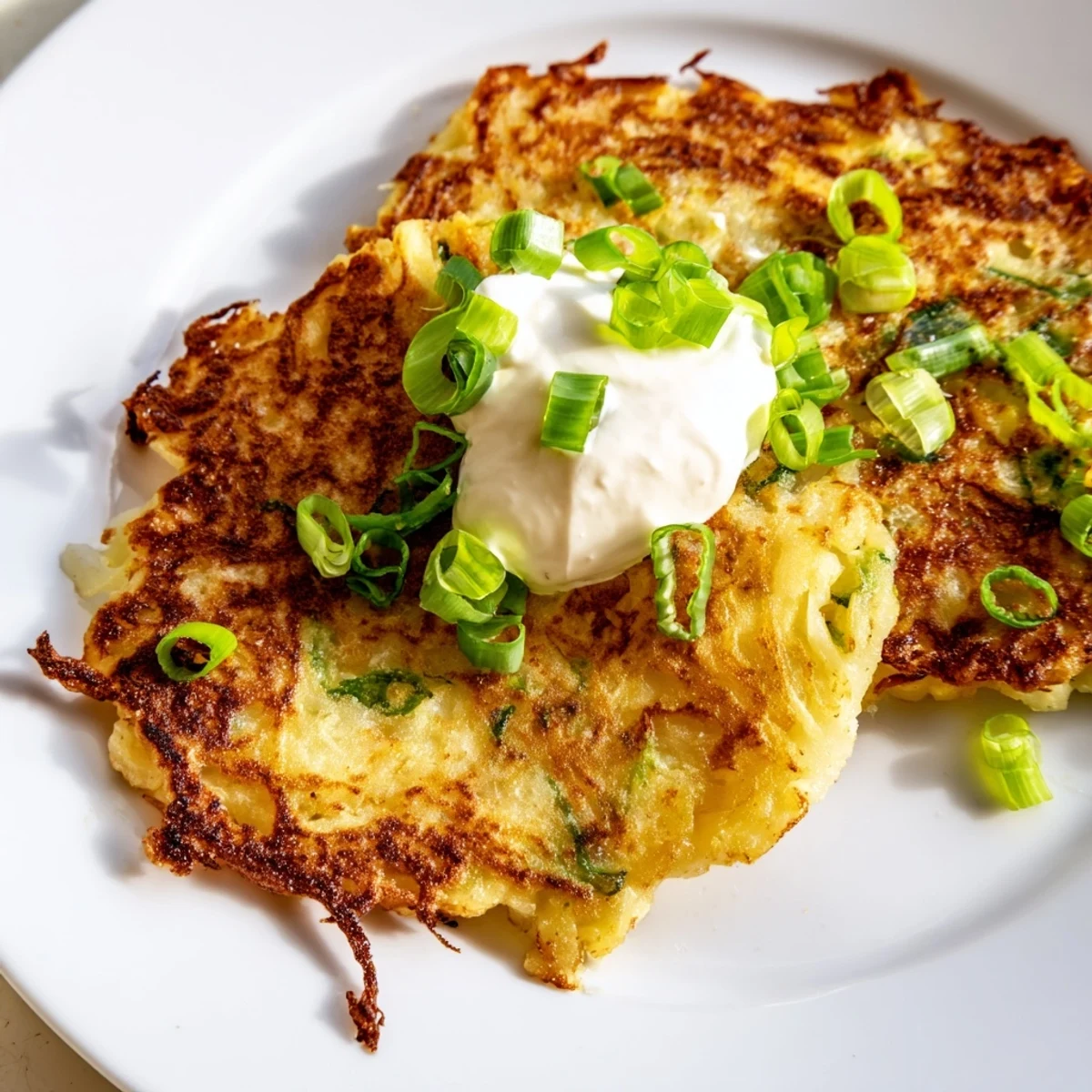 Stack of homemade Irish Boxty Potato Pancakes, featuring grated and mashed potatoes for a savory breakfast or side dish.