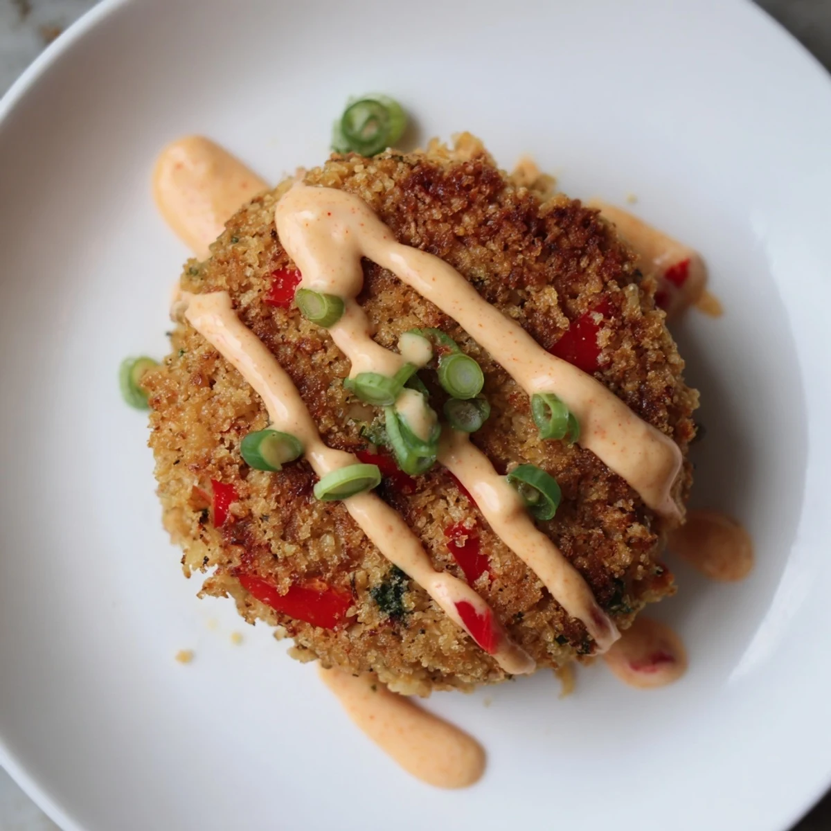 Eight crispy Spicy Tuna Cakes with Sriracha Mayo arranged on a platter for a party appetizer spread.