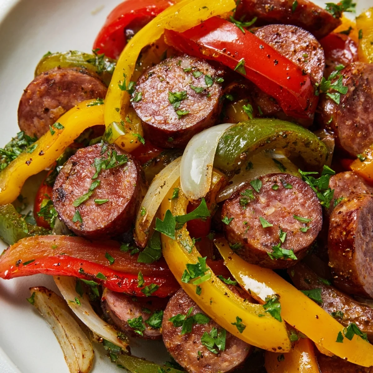 Ready to serve, the Beef Sausage and Bell Pepper Skillet offers a colorful, gluten-free main dish perfect over rice or quinoa for a quick dinner.