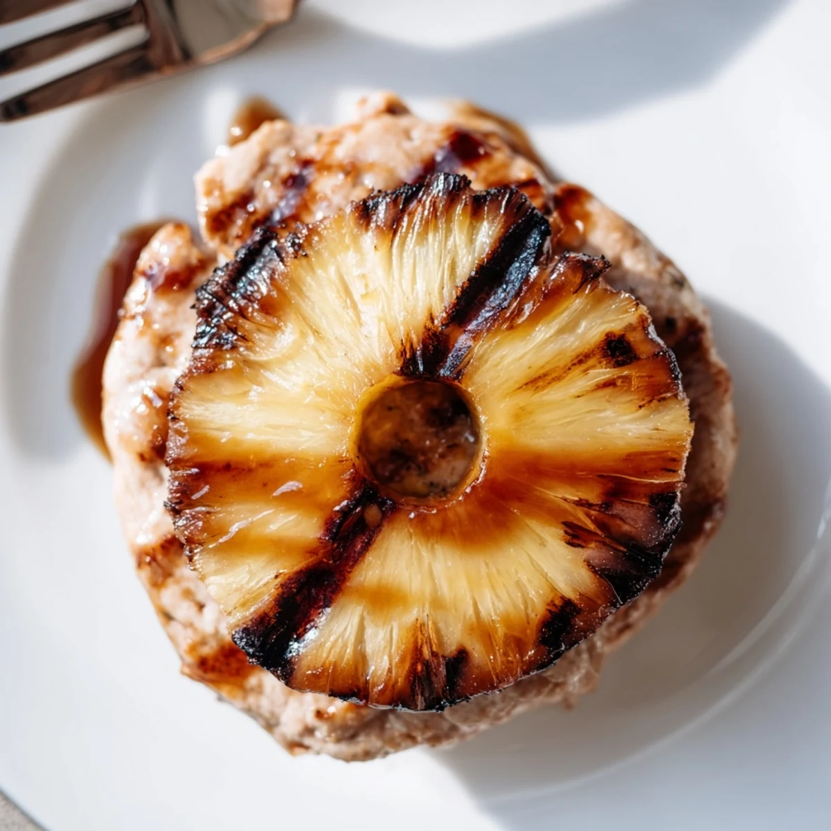 Grilled Hawaiian Pineapple Chicken Burger with juicy patty and caramelized fruit on a soft bun. 
