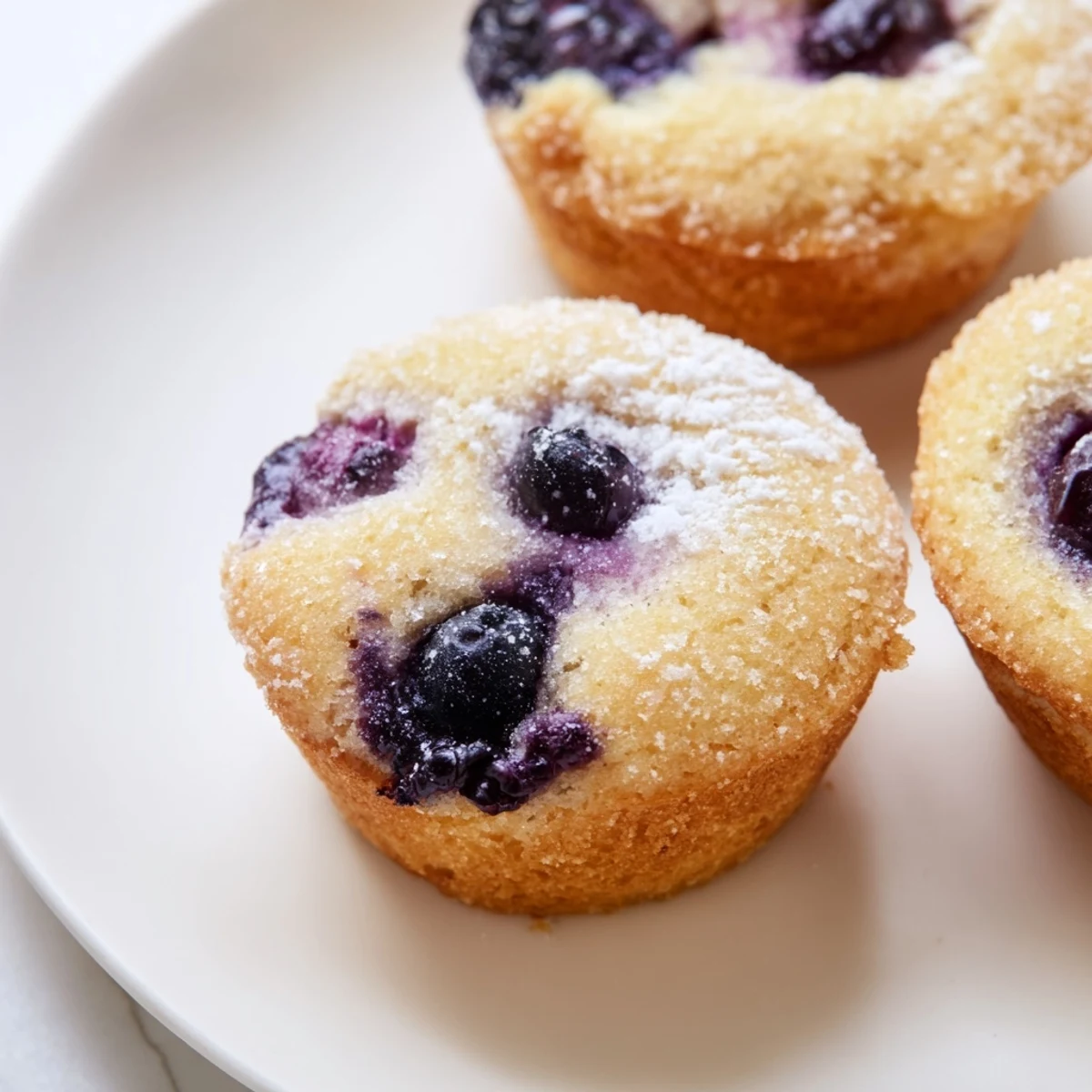 Perfectly golden Lavender Blueberry Tea Cakes with a light lemon glaze on a cooling rack.