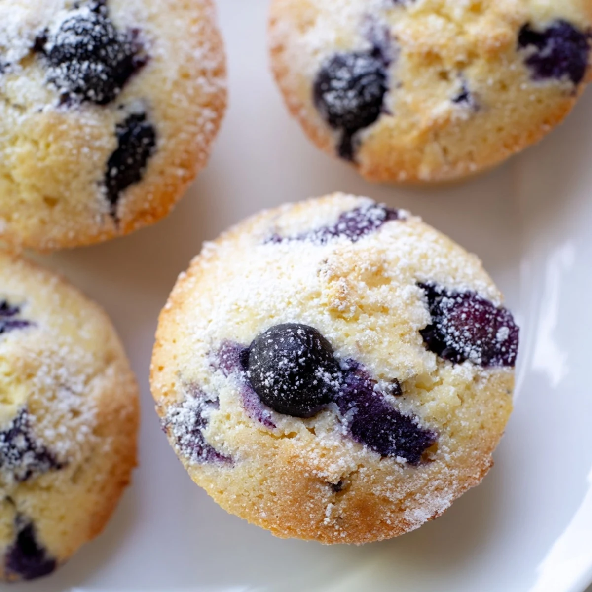 Bite-sized Lavender Blueberry Tea Cakes featuring a crumbly texture and bursting fresh berries.