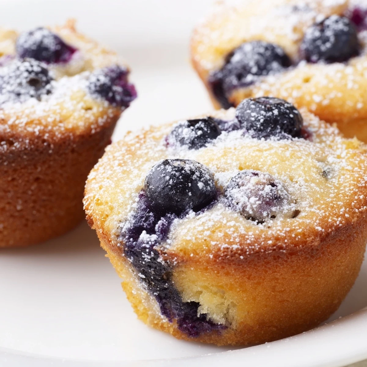 Freshly baked Lavender Blueberry Tea Cakes served on a rustic plate for afternoon tea.
