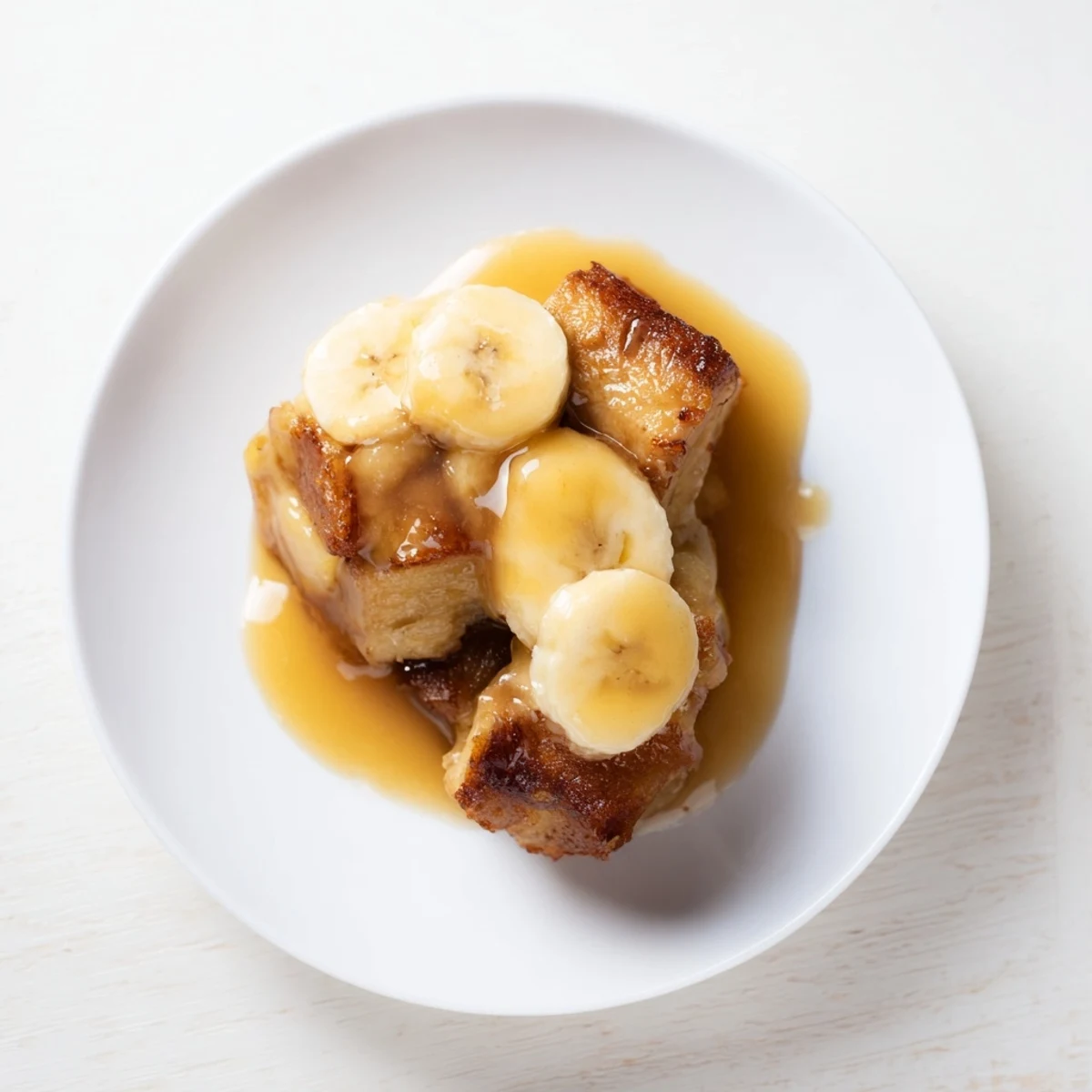 Decadent Creamy Bananas Foster Bread Pudding with caramelized bananas and rich custard-soaked bread.
