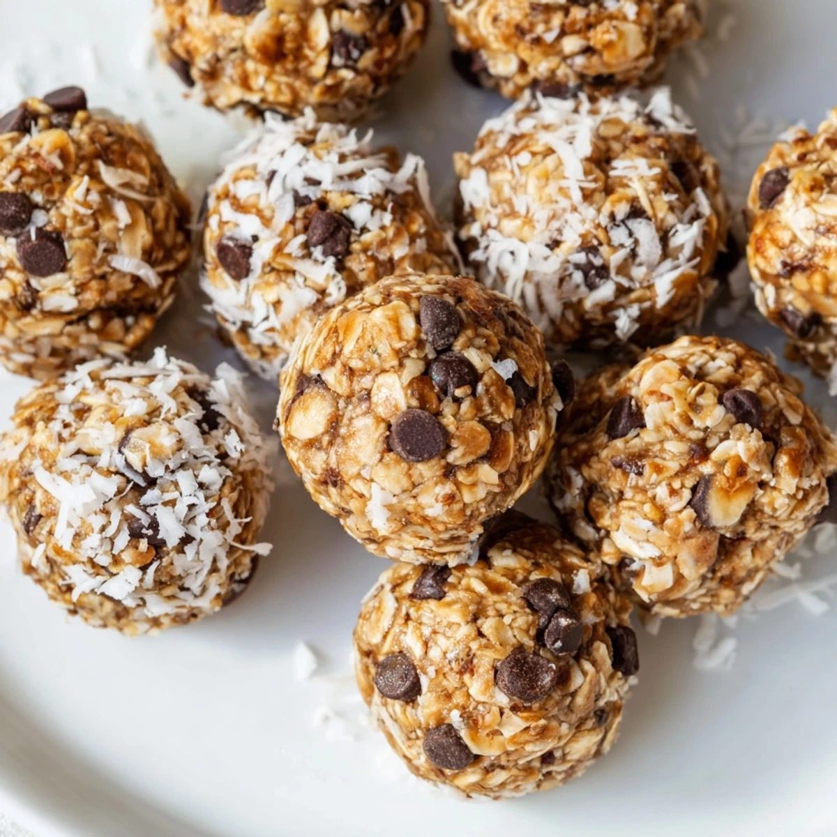 Golden-brown Easy No Bake Chocolate Chip Energy Bites are arranged on a parchment-lined tray, ready to serve as a healthy snack.