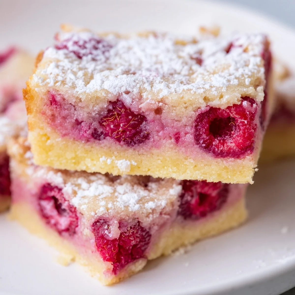 Homemade raspberry lemonade bars featuring bright citrus filling and tender baked crust