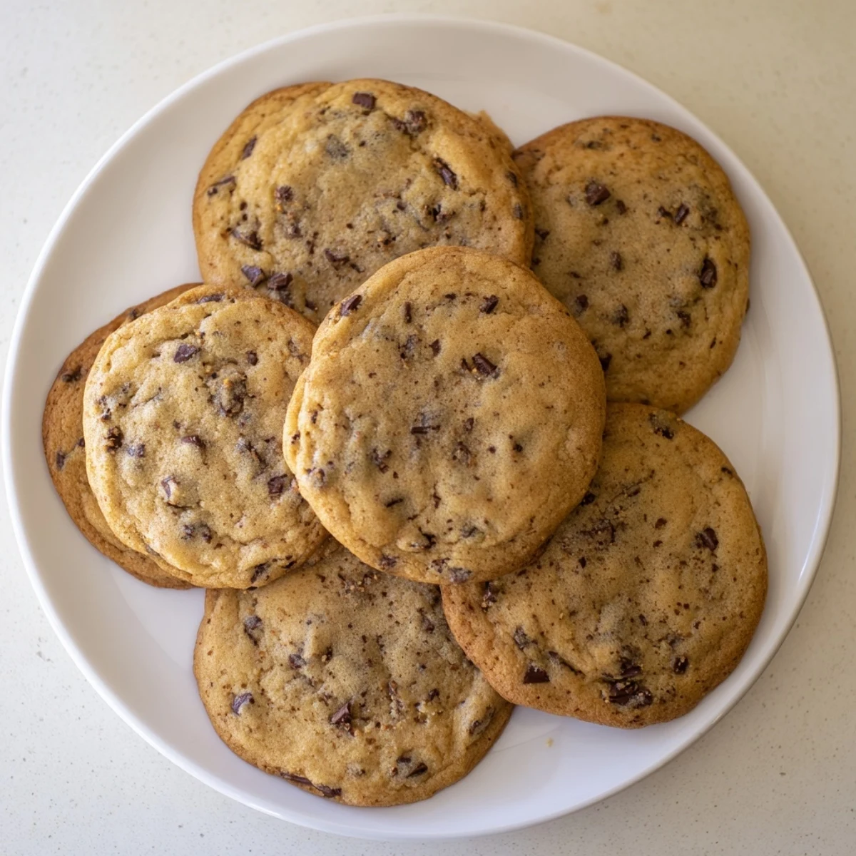 Soft baked Vietnamese cinnamon chocolate chip cookies scattered on a rustic wooden cutting board