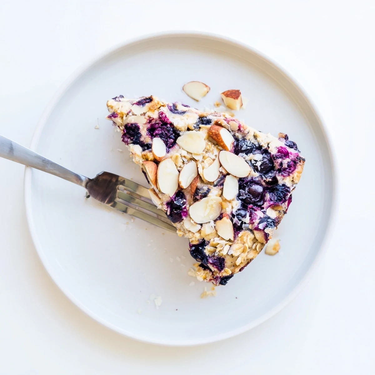 Golden blueberry cottage cheese breakfast bake with oats fresh from the oven