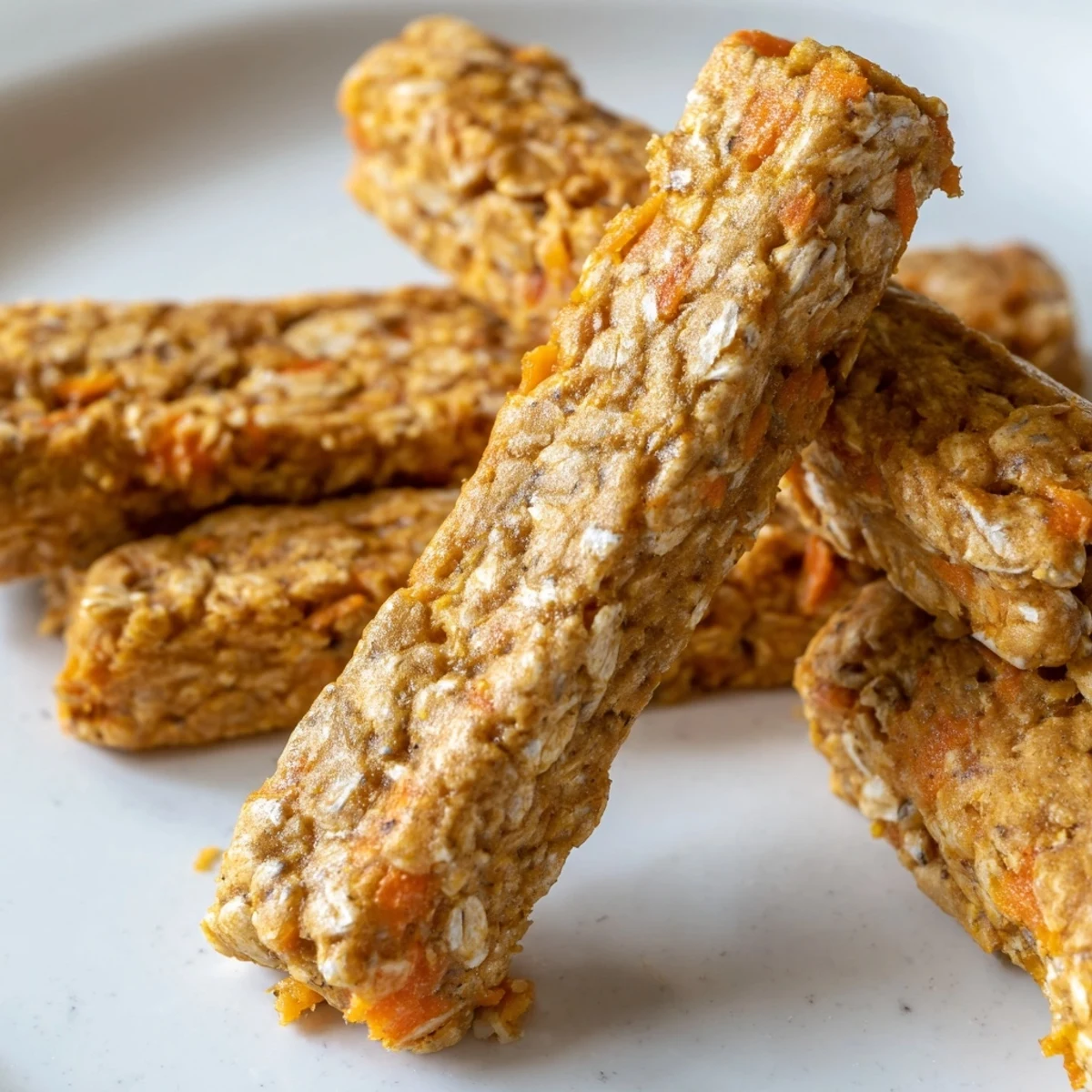Crunchy baked apple carrot dog treats shaped into sticks perfect for rewarding happy pups
