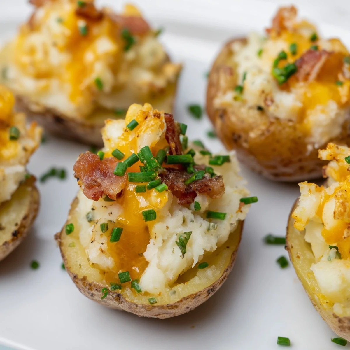 Crispy golden Irish Potato Bites filled with melted cheddar and smoky bacon pieces