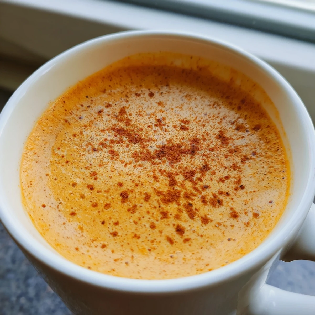 Rich Korean sweet potato latte blended smooth and served steaming hot