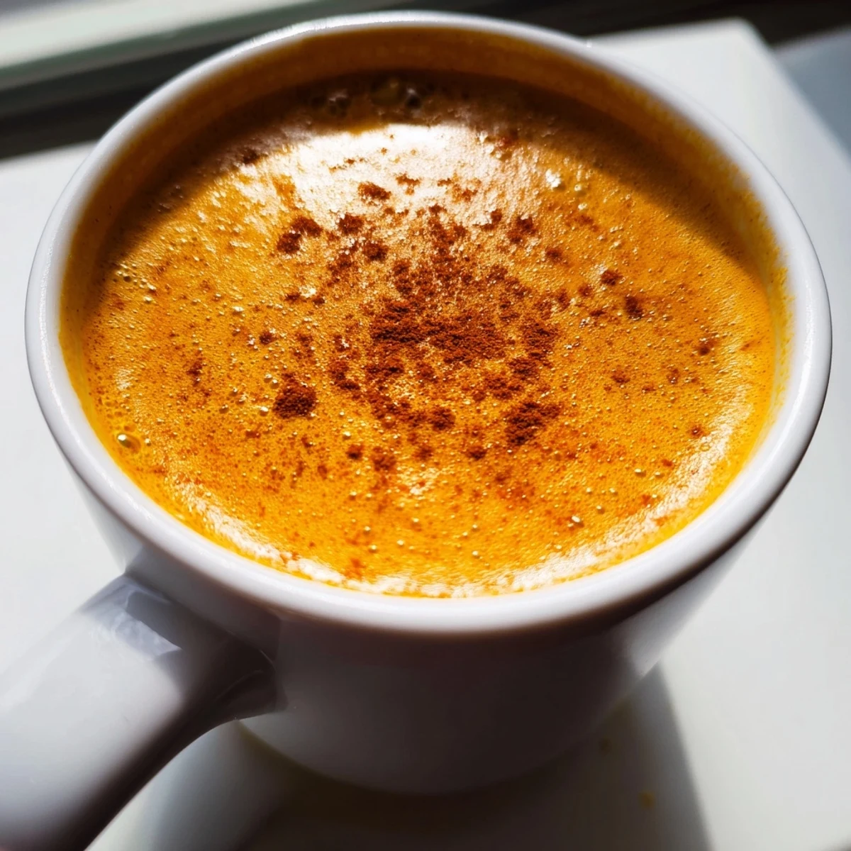Velvety Goguma Latte poured into two mugs on a cozy autumn morning