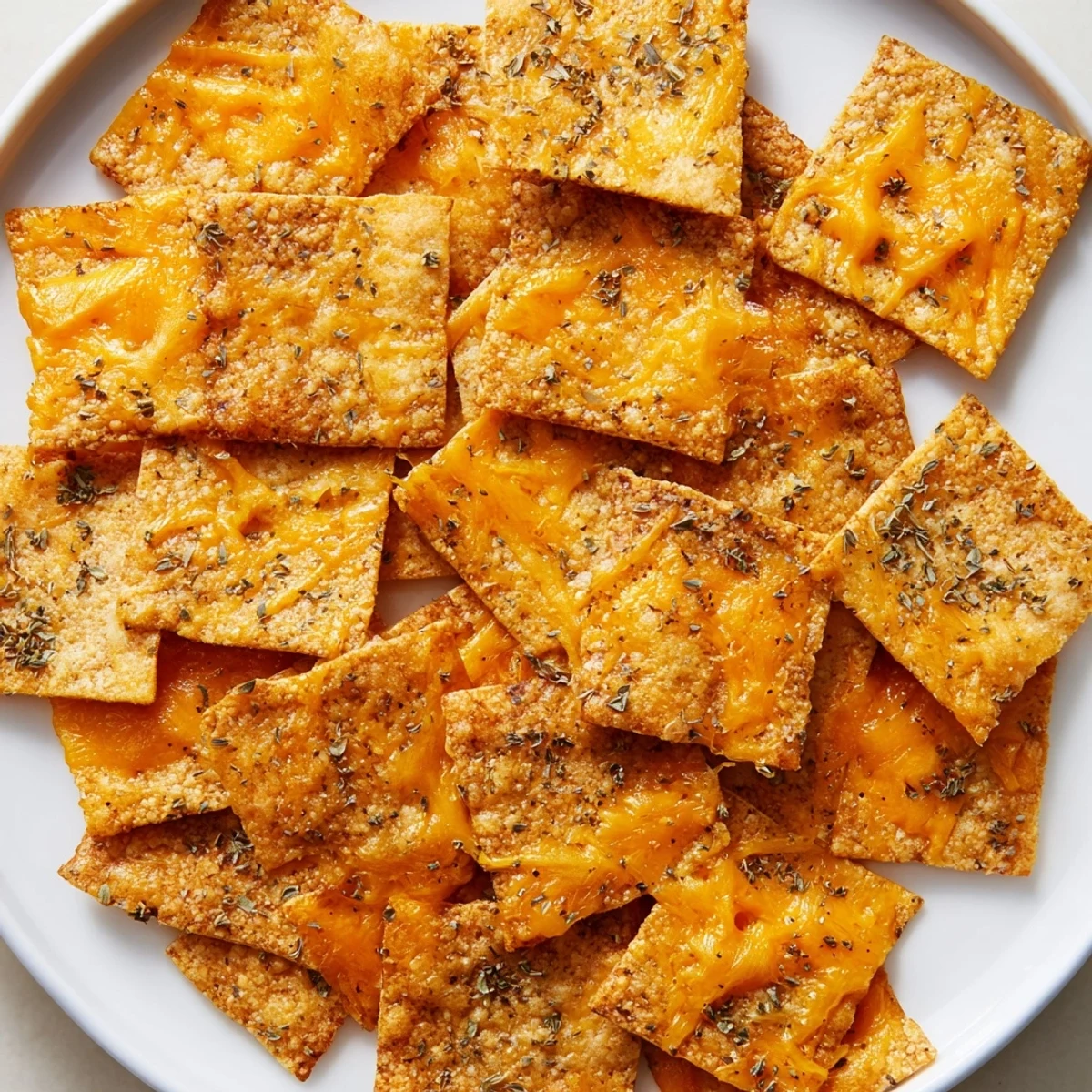 Warm spiced taco crackers fresh from the oven dusted with chili and cumin