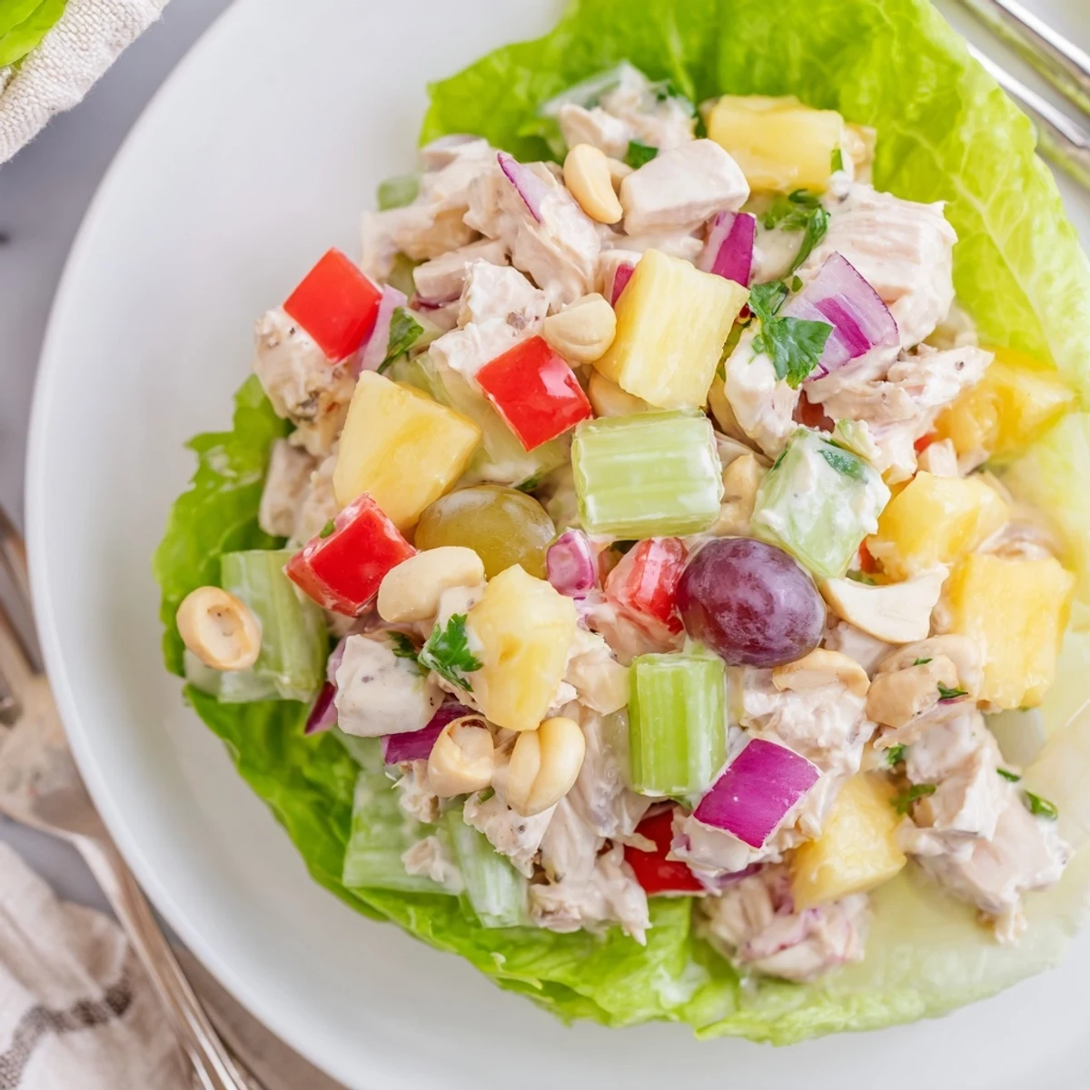 Hawaiian Chicken Salad Recipe with juicy pineapple, tender chicken, creamy lime dressing