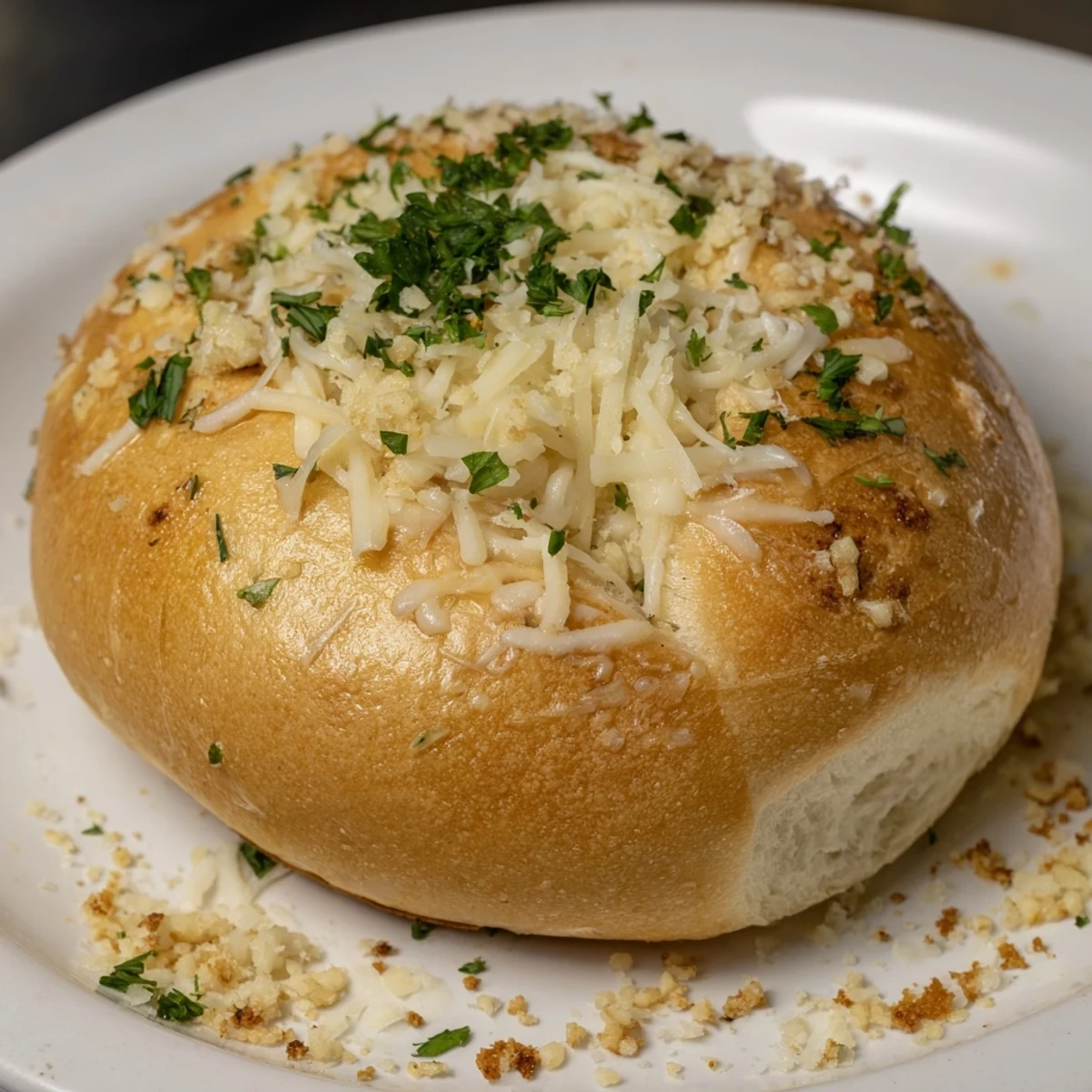 Serve warm Buttery Cheese Garlic Rolls alongside tomato soup for dipping