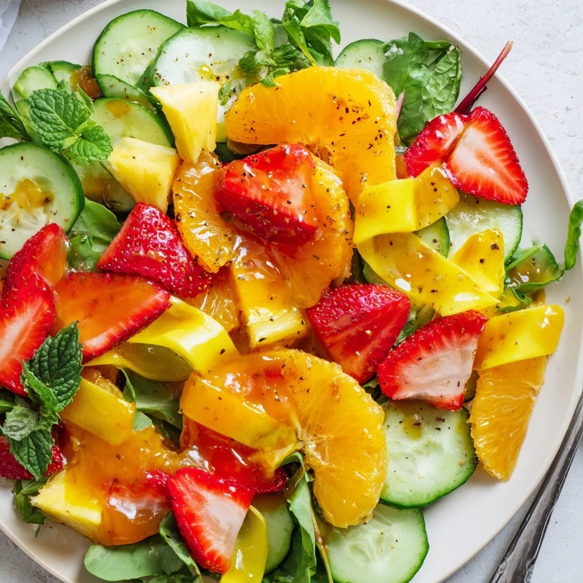 Chilled Sunshine Salad tossed gently, perfect side with iced tea or seafood