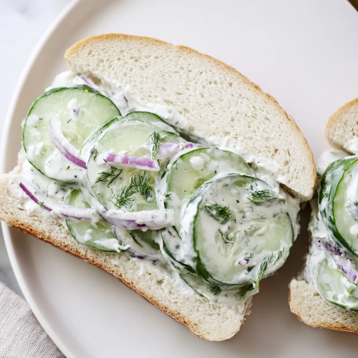 Bright Quick Cucumber Salad Sandwiches sliced in halves, lemony, cooling, perfect picnic  