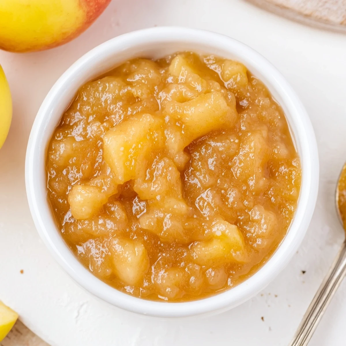 Fall Caramel Apple Jam spooned over warm toast, glossy amber chunks visible