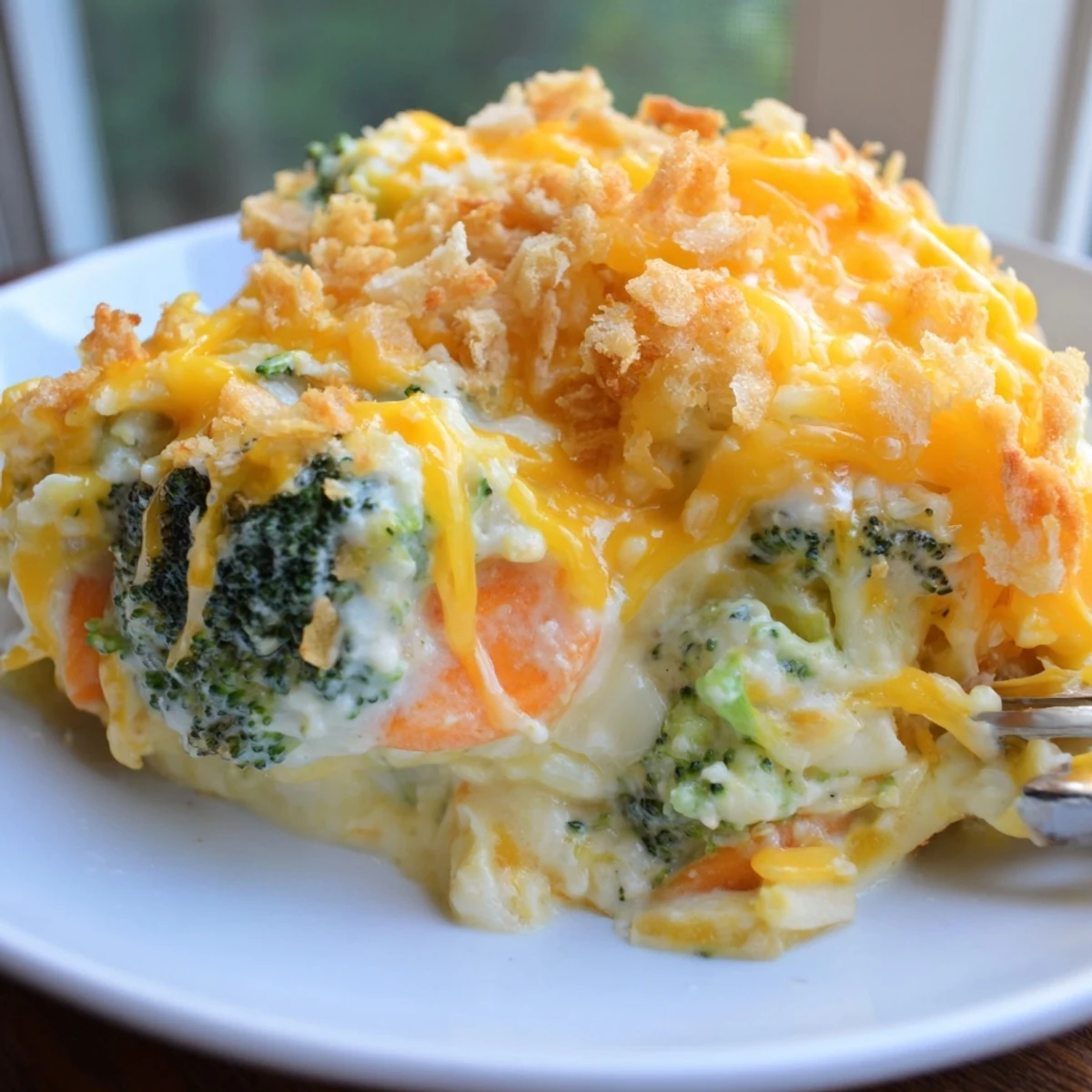 Tender florets and sweet carrots in Cheese Bake Broccoli Carrots with crisp topping.