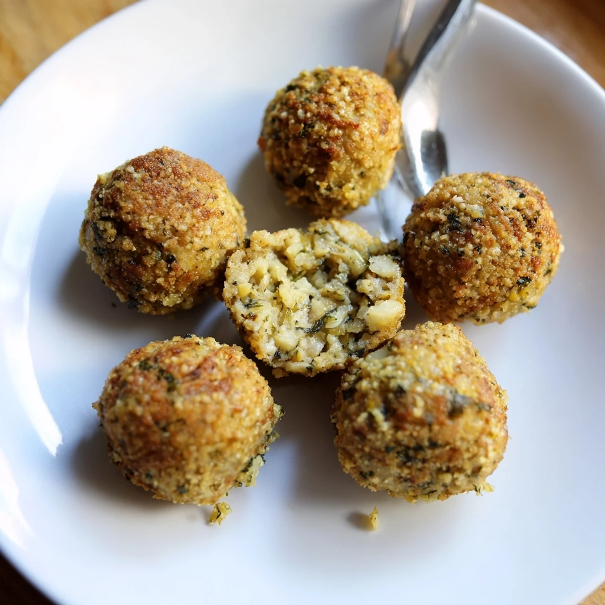 Golden baked Sage Onion Chicken Balls resting on parchment, steaming, savory herb aroma