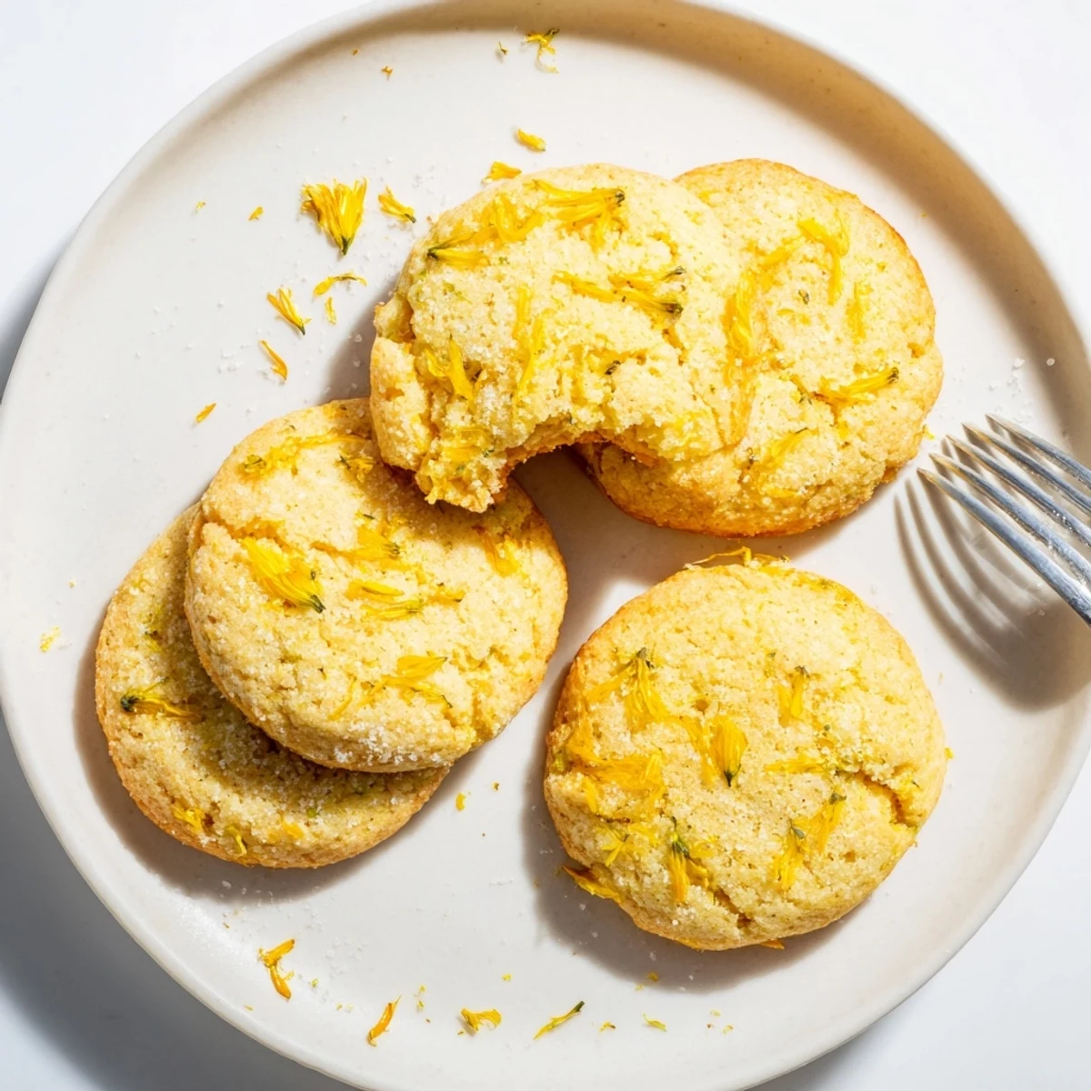 Fresh baked Magical Dandelion Cookies Recipe on wire rack, buttery citrus aroma