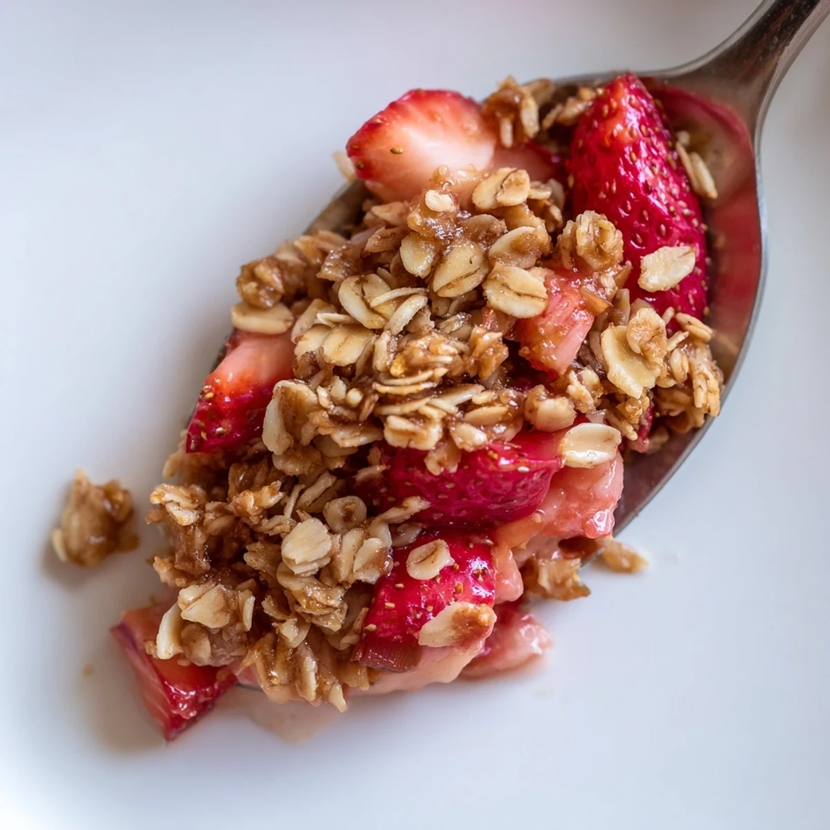Served with melting vanilla ice cream, Strawberry Rhubarb Crisp Recipe  