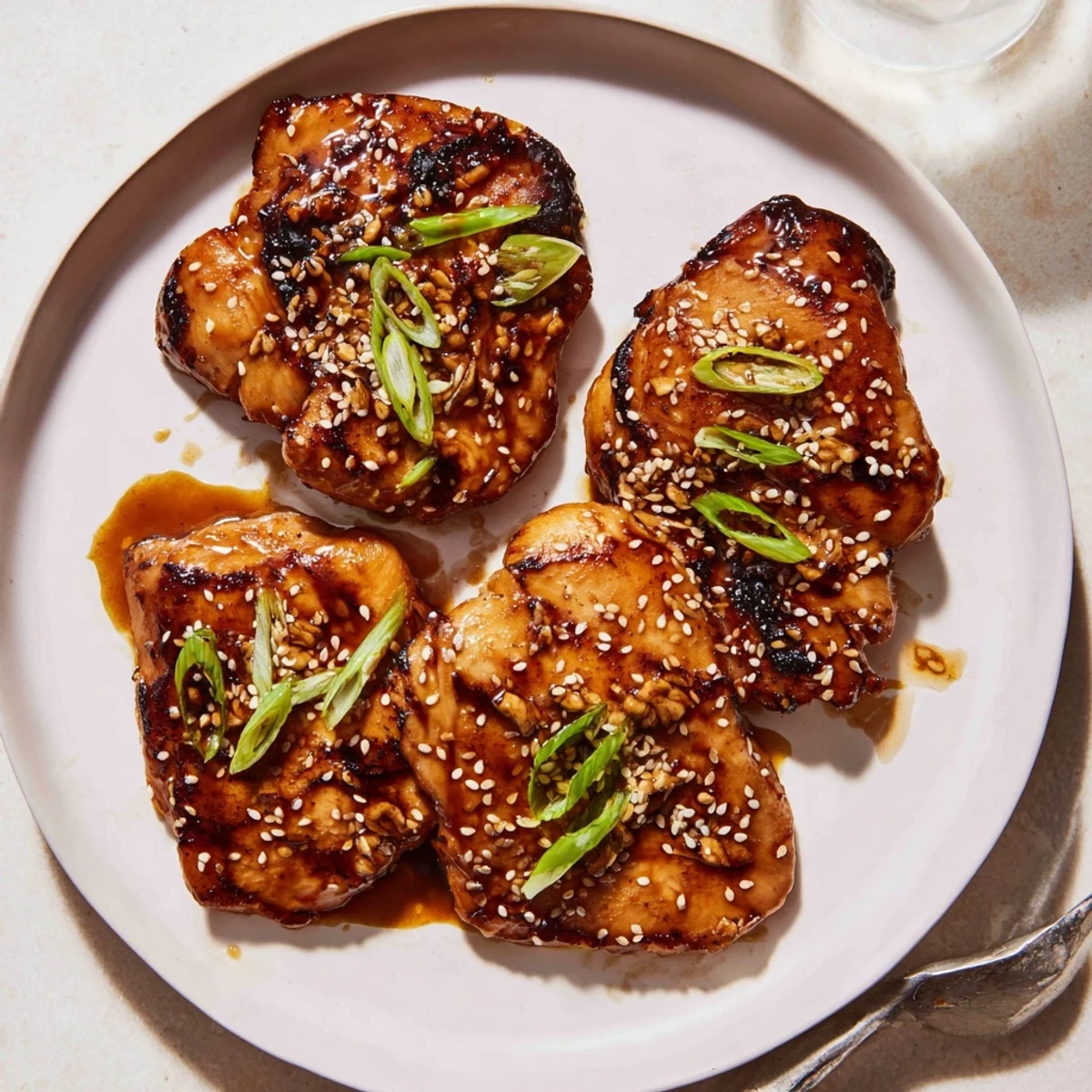 Weeknight Honey Soy Chicken with glossy sauce, topped with sliced green onions