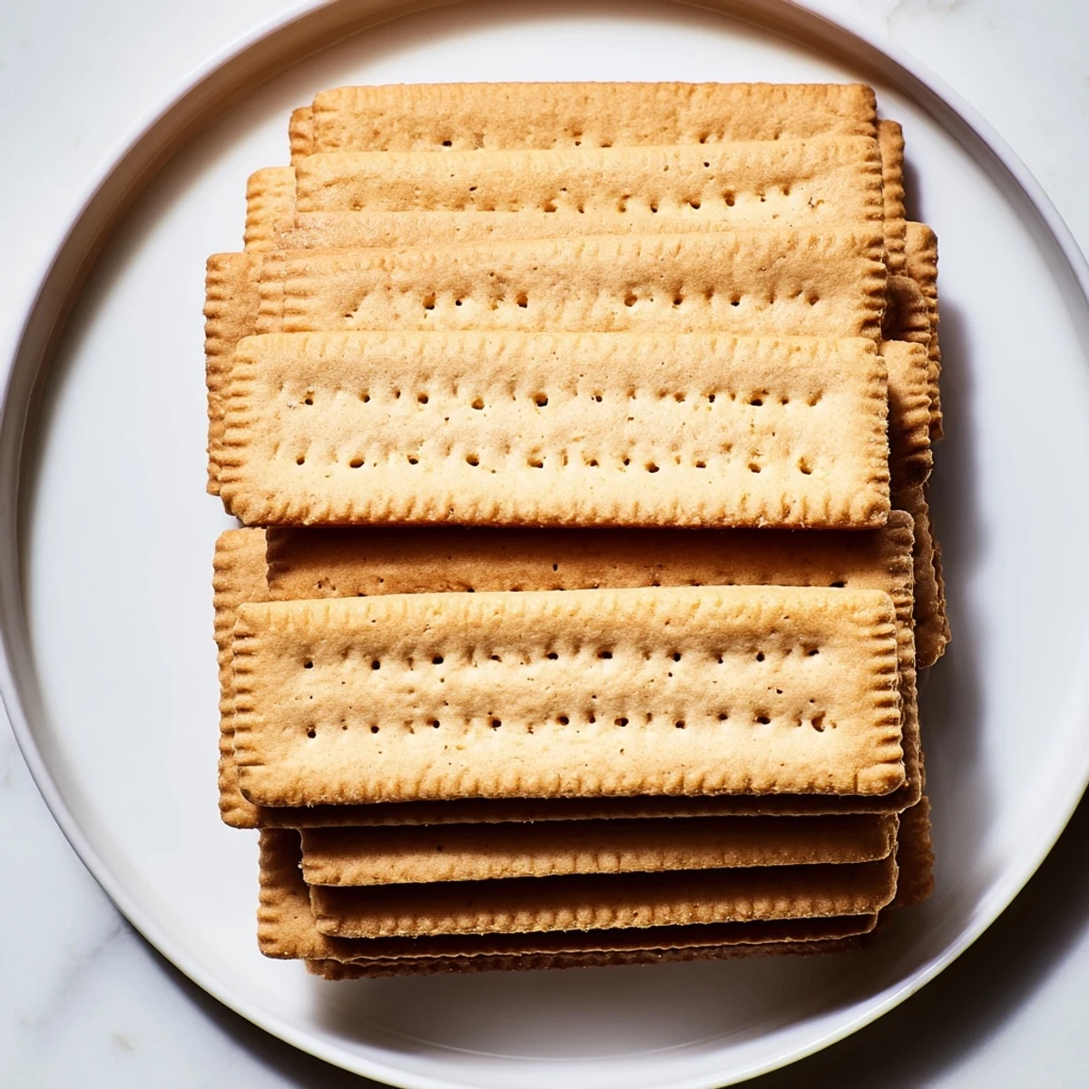 Golden French Petit Beurre cookies arranged on a rustic wooden serving board