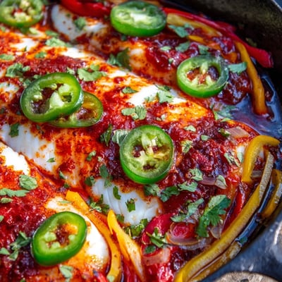 Spicy Roasted Pepper Tilapia Skillet